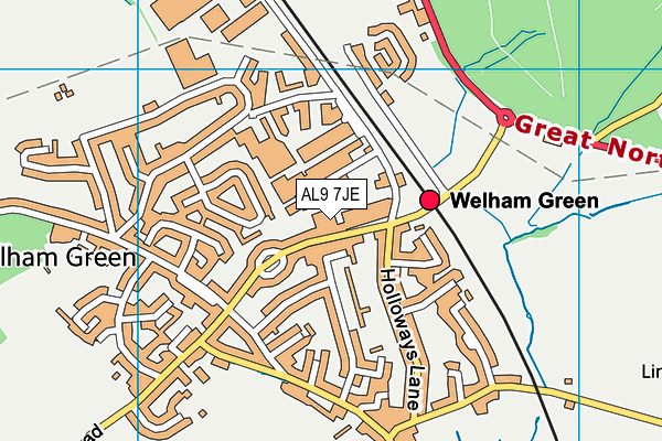AL9 7JE map - OS VectorMap District (Ordnance Survey) AL9 7JE map - OS VectorMap District (Ordnance Survey)