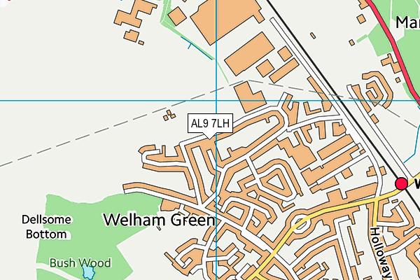 AL9 7LH map - OS VectorMap District (Ordnance Survey) AL9 7LH map - OS VectorMap District (Ordnance Survey)