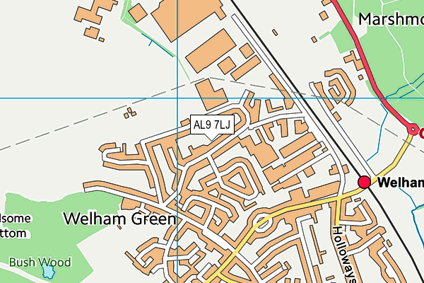 AL9 7LJ map - OS VectorMap District (Ordnance Survey) AL9 7LJ map - OS VectorMap District (Ordnance Survey)