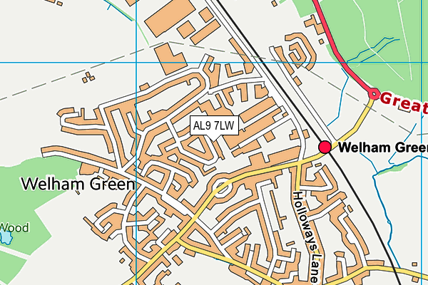 AL9 7LW map - OS VectorMap District (Ordnance Survey) AL9 7LW map - OS VectorMap District (Ordnance Survey)