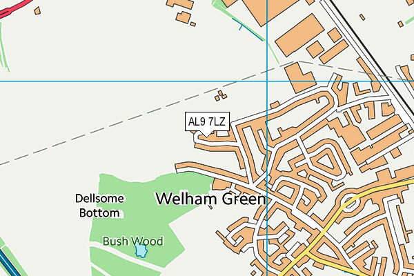 AL9 7LZ map - OS VectorMap District (Ordnance Survey) AL9 7LZ map - OS VectorMap District (Ordnance Survey)