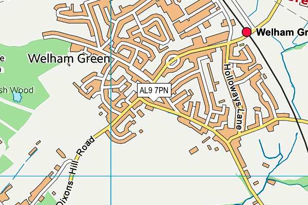 AL9 7PN map - OS VectorMap District (Ordnance Survey) AL9 7PN map - OS VectorMap District (Ordnance Survey)