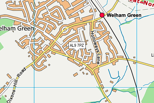 AL9 7PZ map - OS VectorMap District (Ordnance Survey) AL9 7PZ map - OS VectorMap District (Ordnance Survey)