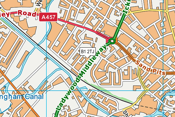 B1 2TJ map - OS VectorMap District (Ordnance Survey)