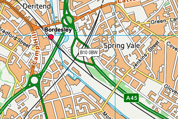 B10 0BW map - OS VectorMap District (Ordnance Survey)