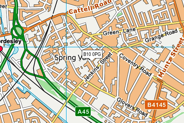 B10 0PG map - OS VectorMap District (Ordnance Survey)