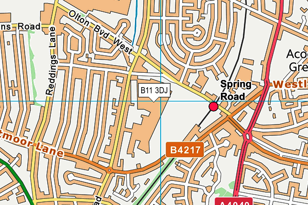 B11 3DJ map - OS VectorMap District (Ordnance Survey) B11 3DJ map - OS VectorMap District (Ordnance Survey)