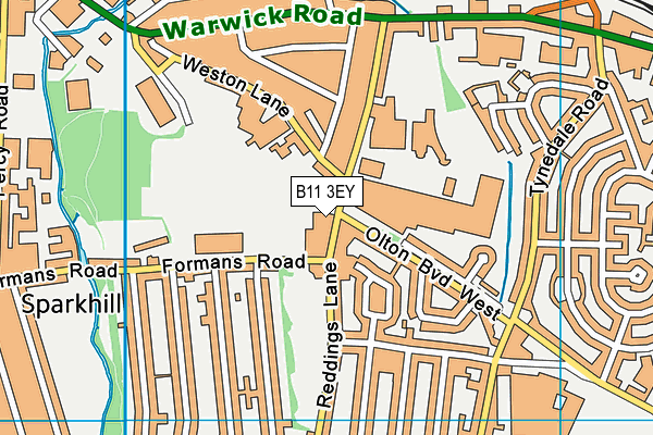 B11 3EY map - OS VectorMap District (Ordnance Survey) B11 3EY map - OS VectorMap District (Ordnance Survey)