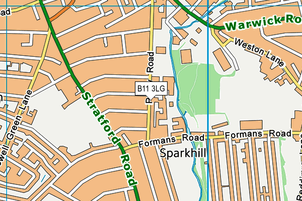 B11 3LG map - OS VectorMap District (Ordnance Survey)