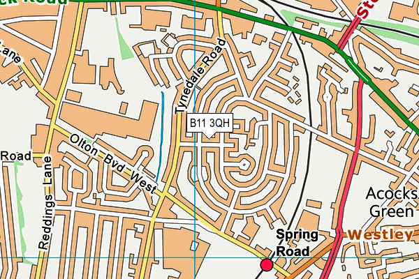 B11 3QH map - OS VectorMap District (Ordnance Survey) B11 3QH map - OS VectorMap District (Ordnance Survey)