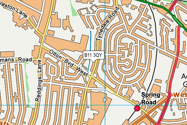 B11 3QY map - OS VectorMap District (Ordnance Survey) B11 3QY map - OS VectorMap District (Ordnance Survey)