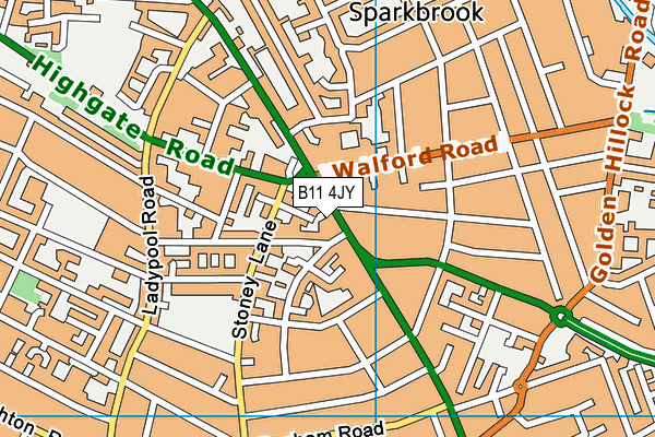 B11 4JY map - OS VectorMap District (Ordnance Survey)