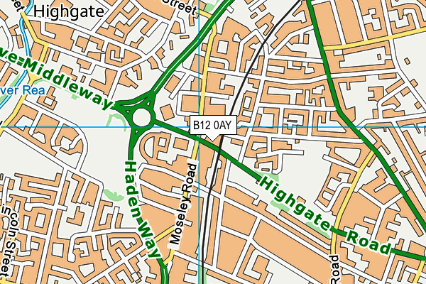 B12 0AY map - OS VectorMap District (Ordnance Survey) B12 0AY map - OS VectorMap District (Ordnance Survey)