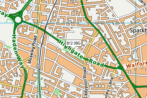 B12 0BG map - OS VectorMap District (Ordnance Survey) B12 0BG map - OS VectorMap District (Ordnance Survey)