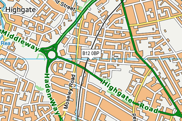 B12 0BP map - OS VectorMap District (Ordnance Survey)
