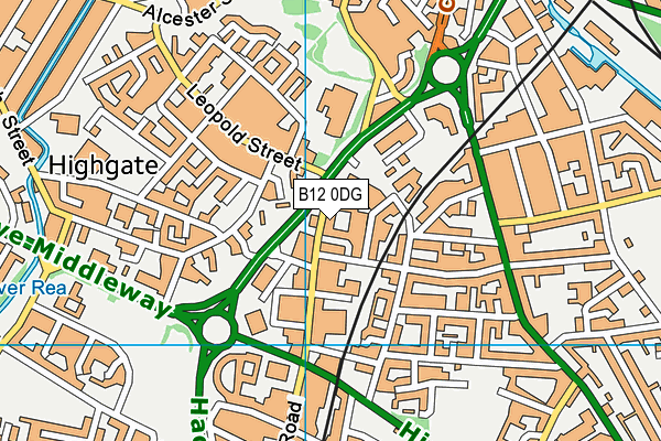 B12 0DG map - OS VectorMap District (Ordnance Survey)