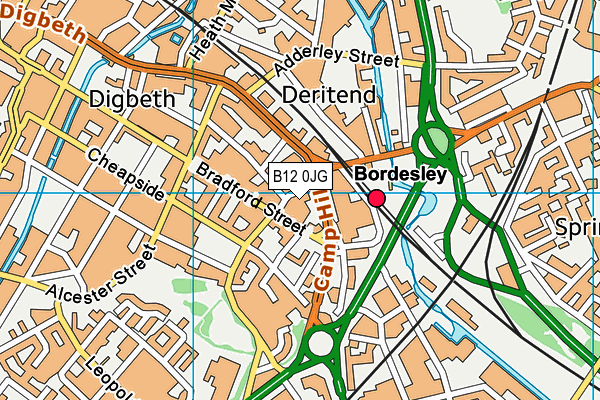 B12 0JG map - OS VectorMap District (Ordnance Survey) B12 0JG map - OS VectorMap District (Ordnance Survey)