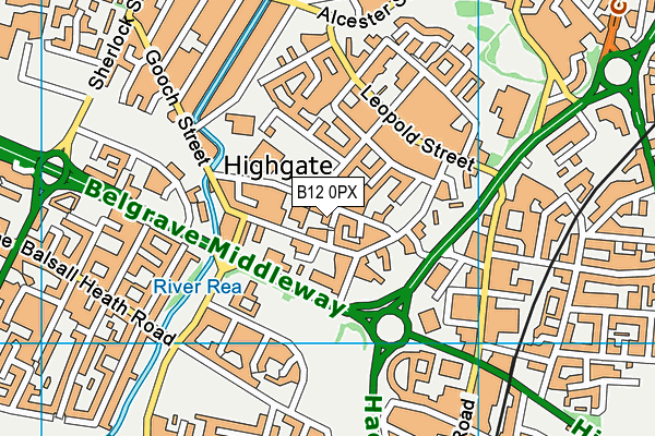 B12 0PX map - OS VectorMap District (Ordnance Survey) B12 0PX map - OS VectorMap District (Ordnance Survey)