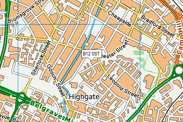 B12 0ST map - OS VectorMap District (Ordnance Survey) B12 0ST map - OS VectorMap District (Ordnance Survey)
