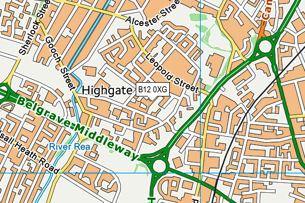 B12 0XG map - OS VectorMap District (Ordnance Survey) B12 0XG map - OS VectorMap District (Ordnance Survey)