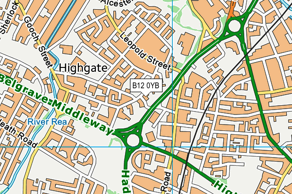 B12 0YB map - OS VectorMap District (Ordnance Survey) B12 0YB map - OS VectorMap District (Ordnance Survey)