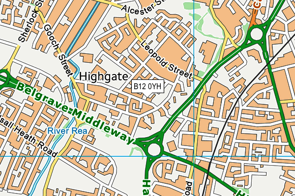 B12 0YH map - OS VectorMap District (Ordnance Survey)