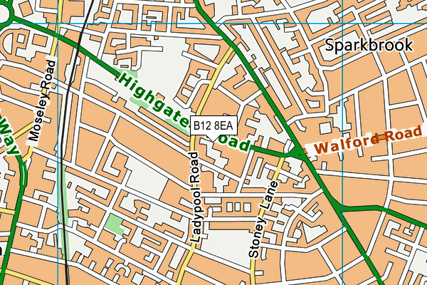 B12 8EA map - OS VectorMap District (Ordnance Survey)