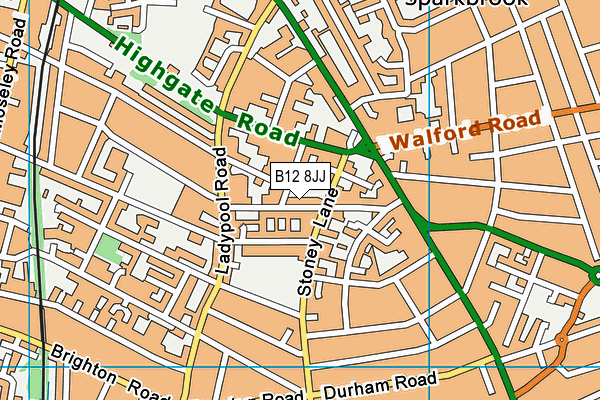 B12 8JJ map - OS VectorMap District (Ordnance Survey) B12 8JJ map - OS VectorMap District (Ordnance Survey)