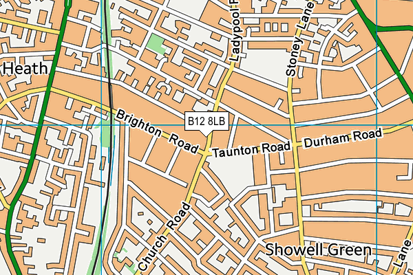 B12 8LB map - OS VectorMap District (Ordnance Survey)