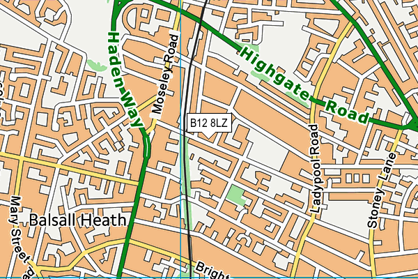 B12 8LZ map - OS VectorMap District (Ordnance Survey) B12 8LZ map - OS VectorMap District (Ordnance Survey)