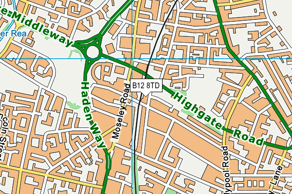 B12 8TD map - OS VectorMap District (Ordnance Survey) B12 8TD map - OS VectorMap District (Ordnance Survey)