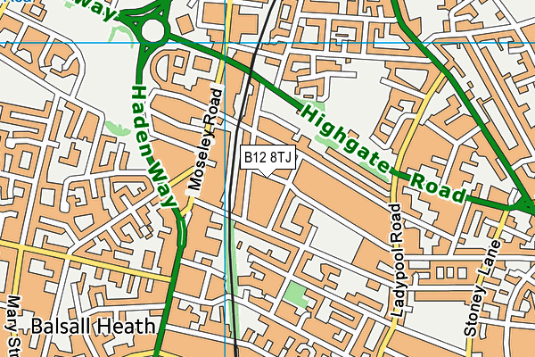 B12 8TJ map - OS VectorMap District (Ordnance Survey) B12 8TJ map - OS VectorMap District (Ordnance Survey)