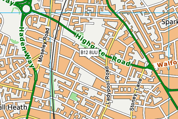 B12 8UU map - OS VectorMap District (Ordnance Survey) B12 8UU map - OS VectorMap District (Ordnance Survey)