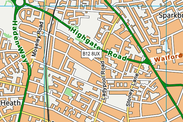B12 8UX map - OS VectorMap District (Ordnance Survey) B12 8UX map - OS VectorMap District (Ordnance Survey)