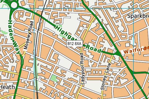 B12 8XA map - OS VectorMap District (Ordnance Survey) B12 8XA map - OS VectorMap District (Ordnance Survey)