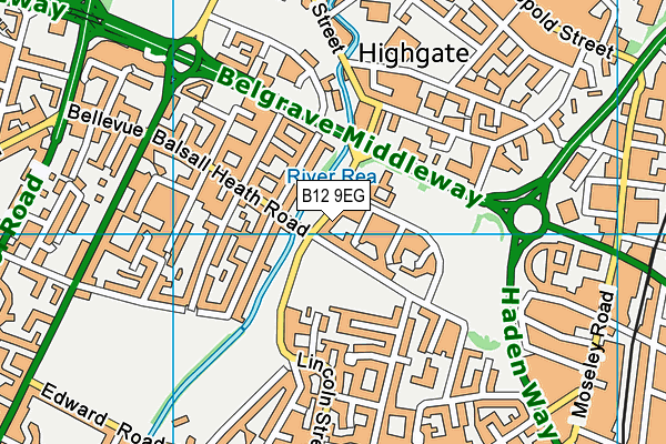 B12 9EG map - OS VectorMap District (Ordnance Survey) B12 9EG map - OS VectorMap District (Ordnance Survey)