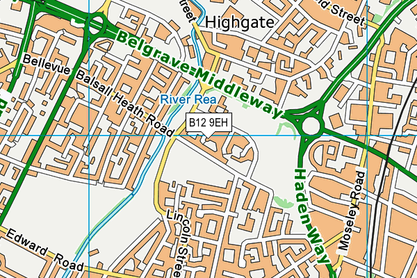 B12 9EH map - OS VectorMap District (Ordnance Survey) B12 9EH map - OS VectorMap District (Ordnance Survey)