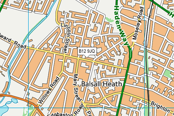 B12 9JQ map - OS VectorMap District (Ordnance Survey) B12 9JQ map - OS VectorMap District (Ordnance Survey)