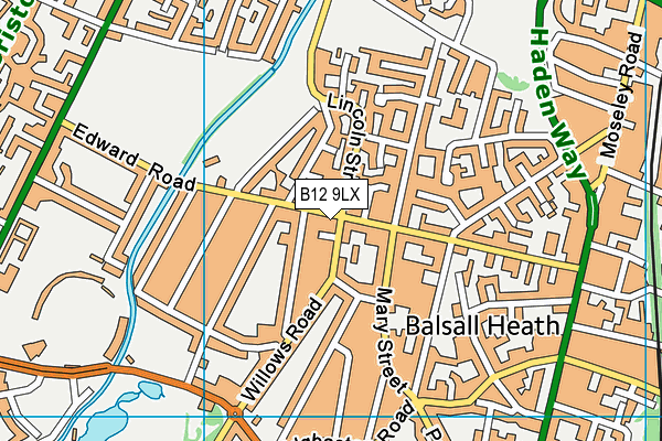 B12 9LX map - OS VectorMap District (Ordnance Survey) B12 9LX map - OS VectorMap District (Ordnance Survey)