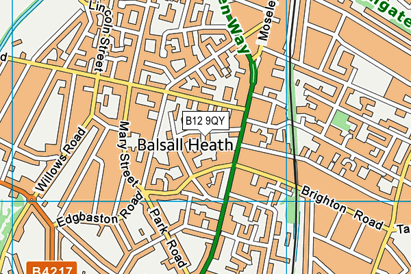 B12 9QY map - OS VectorMap District (Ordnance Survey) B12 9QY map - OS VectorMap District (Ordnance Survey)