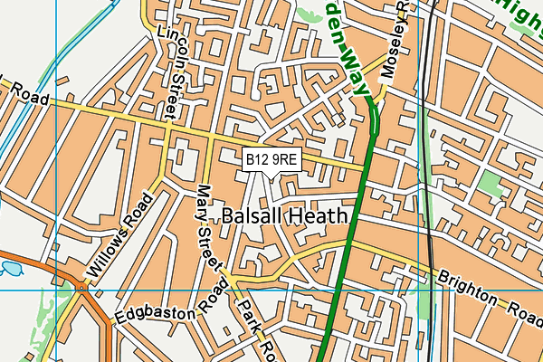 B12 9RE map - OS VectorMap District (Ordnance Survey) B12 9RE map - OS VectorMap District (Ordnance Survey)