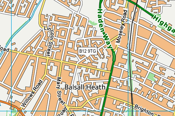 B12 9TG map - OS VectorMap District (Ordnance Survey) B12 9TG map - OS VectorMap District (Ordnance Survey)