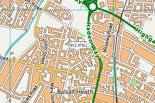 B12 9TN map - OS VectorMap District (Ordnance Survey) B12 9TN map - OS VectorMap District (Ordnance Survey)