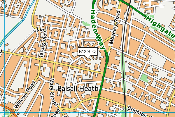 B12 9TQ map - OS VectorMap District (Ordnance Survey) B12 9TQ map - OS VectorMap District (Ordnance Survey)