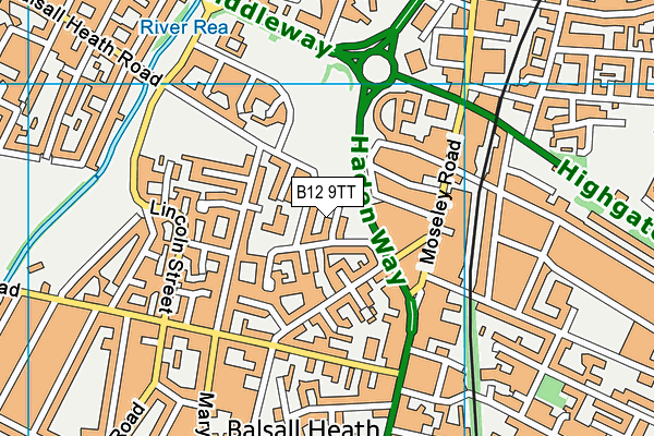 B12 9TT map - OS VectorMap District (Ordnance Survey) B12 9TT map - OS VectorMap District (Ordnance Survey)