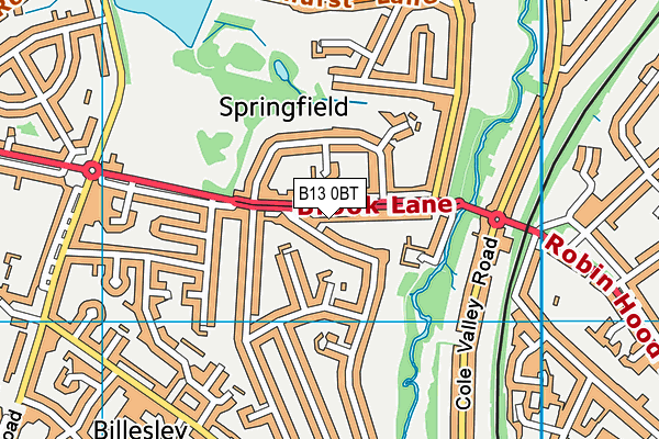 B13 0BT map - OS VectorMap District (Ordnance Survey)
