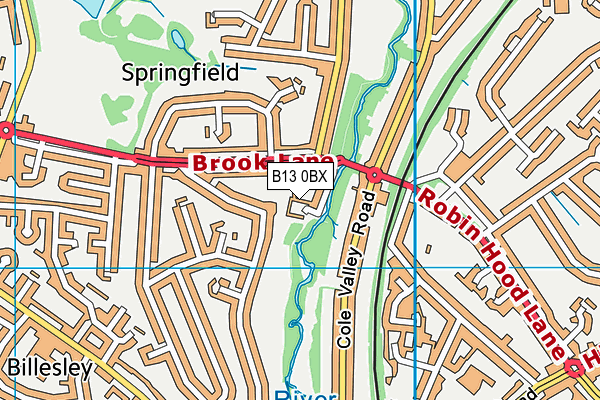B13 0BX map - OS VectorMap District (Ordnance Survey) B13 0BX map - OS VectorMap District (Ordnance Survey)