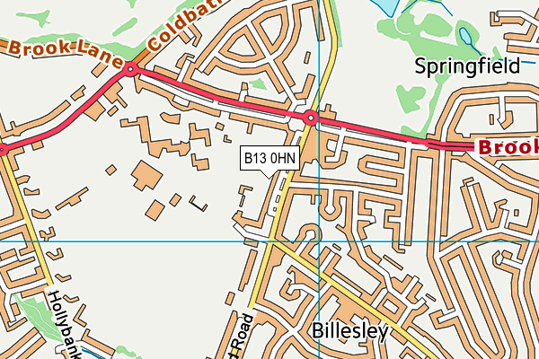 B13 0HN map - OS VectorMap District (Ordnance Survey)