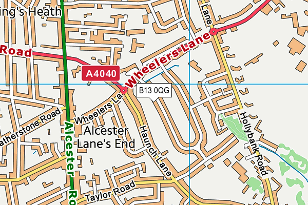 B13 0QG map - OS VectorMap District (Ordnance Survey) B13 0QG map - OS VectorMap District (Ordnance Survey)