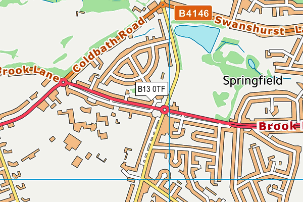B13 0TF map - OS VectorMap District (Ordnance Survey)